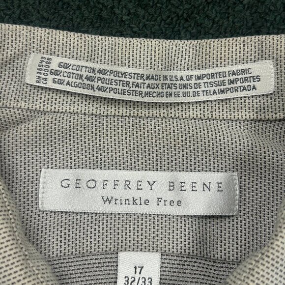 Geoffrey Beene Men's Vintage Gray Long Sleeve Shirt Size 17 32-33 - Picture 6 of 9